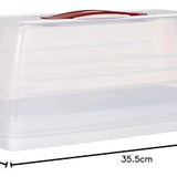 CURVER Transportbox für Kuchen, mit Transporthaube und Tragegriff, rechteckig, spülmaschinenfest, transparent/weiß, 35x15x14cm, groß