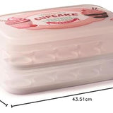 Snips Cupcake-Behälter, 14 Liter, Weiß, fasst 28 Cupcakes oder Muffins, doppelt dekorierter Behälter mit doppeltem Tablett, 28,5 x 19 x 43,5 cm, Made in Italy