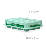 Relaxdays Muffin Transportbox, 24 Cupcakes & Muffins, 2 Etagen, Tragegriff, HBT: 16 x 37,5 x 28,5 cm, Kuchenbox, türkis