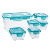 Amazon Basics Gefrierbehälter im Set, mit Deckel, luftdicht, auslaufsicher, stapelbar, für Kühlschrank/Gefriertruhe, BPA-frei, Kunststoff, mikrowellen- und spülmaschinenfest, 6 Stück 1er-Pack, farblos