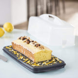 Xavax Kuchen-Transportbox (eckige Kuchenbox für Kastenkuchen, spülmaschinengeeigneter Kuchenbehälter mit Deckel und Tragegriff) schwarz