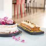 Xavax Kuchen-Transportbox (eckige Kuchenbox für Kastenkuchen, spülmaschinengeeigneter Kuchenbehälter mit Deckel und Tragegriff) schwarz