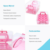 INTIRILIFE Transportbox Behälter für Kuchen und Cupcakes 2 Etagen aus Kunststoff in Pink - 36.1 x 26.1 x 21.2 cm - Transportbehälter für Muffins Kuchenbox