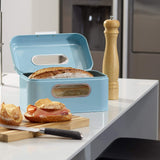ECHTWERK Brotkasten, Brotbox, aus Metall, "smal",hellblau, 30 x 20 x 16,5 cm