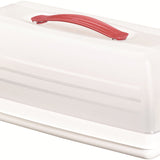 CURVER Transportbox für Kuchen, mit Transporthaube und Tragegriff, rechteckig, spülmaschinenfest, transparent/weiß, 35x15x14cm, groß