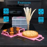 INTIRILIFE Transportbox Behälter für Kuchen und Cupcakes 2 Etagen aus Kunststoff in Pink - 36.1 x 26.1 x 21.2 cm - Transportbehälter für Muffins Kuchenbox