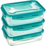 Amazon Basics Gefrierbehälter im Set, mit Deckel, luftdicht, auslaufsicher, stapelbar, für Kühlschrank/Gefriertruhe, BPA-frei, Kunststoff, mikrowellen- und spülmaschinenfest, 3 x 1.2 l, farblos