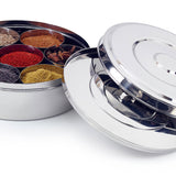 Zinel Gewürzbehälter/Masala Dabba mit 7 Schalen und 2 Edelstahl-Deckeln, 24 cm